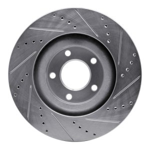Ford Edge Brake Rotor (1) - Front Left - R1 Concepts - Drilled & Slotted - Silver - `07-`15